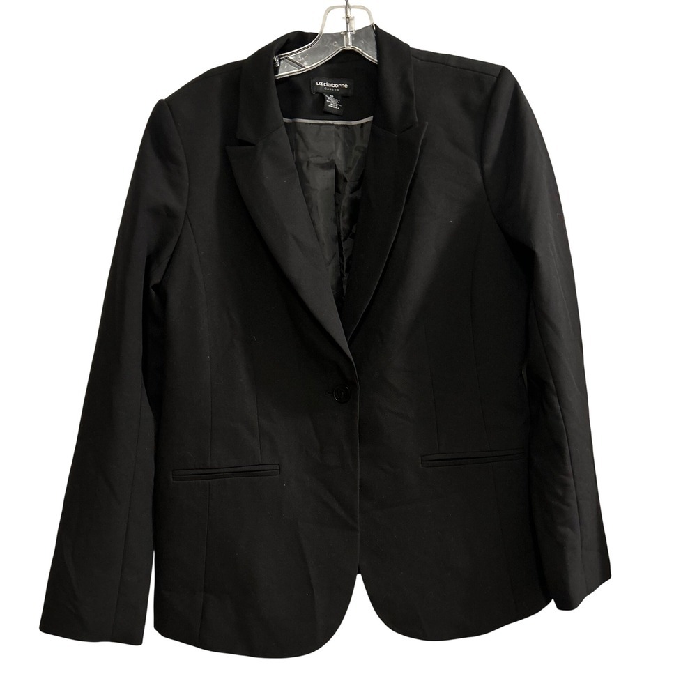 Liz Claiborne Career Black One‎ Button Blazer Women Size 10